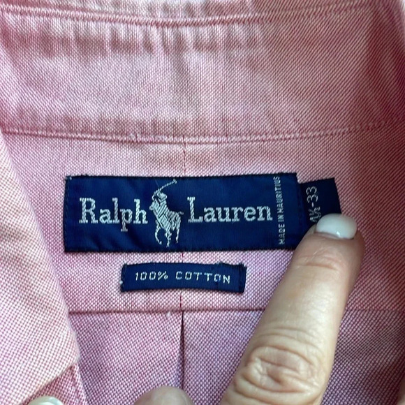 Ralph lauren Oxford Long-Sleeve button down Shirt Faded red Size 14 1/2-33 - Picture 11 of 12